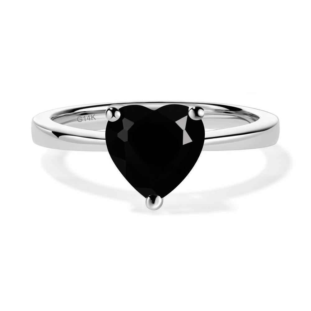 Heart Shaped Black Spinel Solitaire Ring - LUO Jewelry #metal_14k white gold