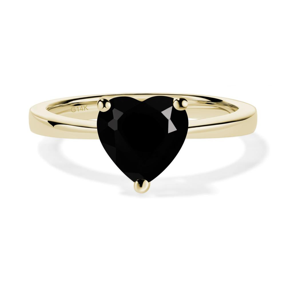 Heart Shaped Black Spinel Solitaire Ring - LUO Jewelry #metal_14k yellow gold