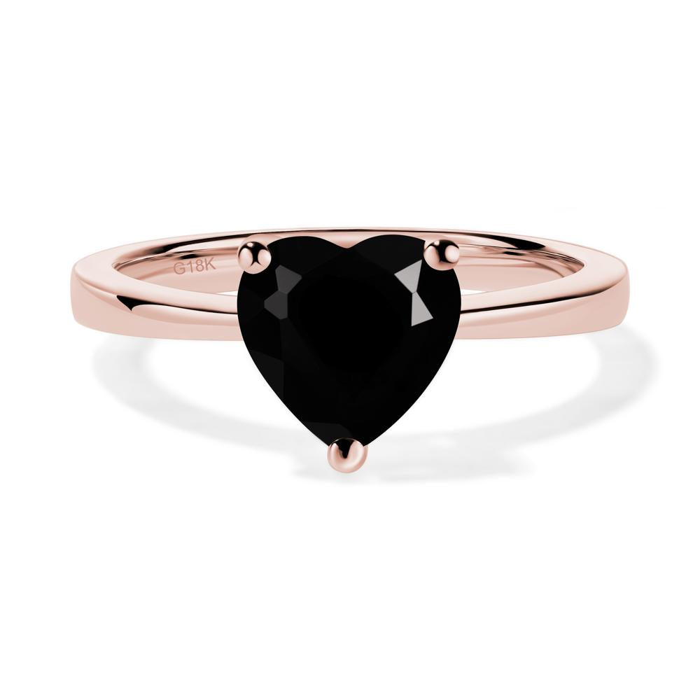 Heart Shaped Black Spinel Solitaire Ring - LUO Jewelry #metal_18k rose gold