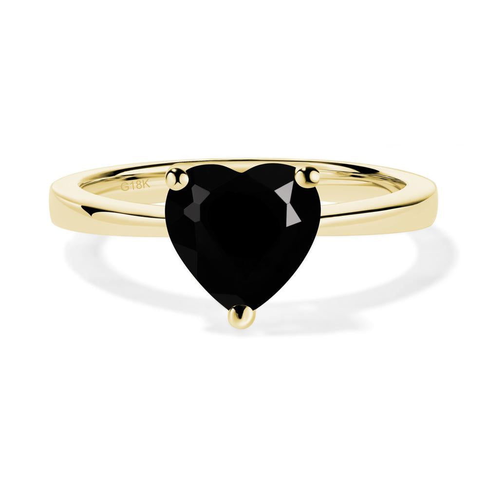 Heart Shaped Black Spinel Solitaire Ring - LUO Jewelry #metal_18k yellow gold