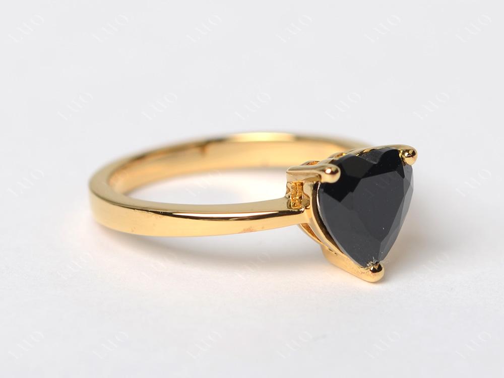 Heart Shaped Black Spinel Solitaire Ring - LUO Jewelry 