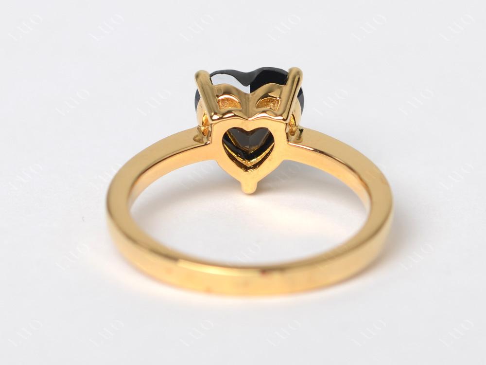 Heart Shaped Black Spinel Solitaire Ring - LUO Jewelry 