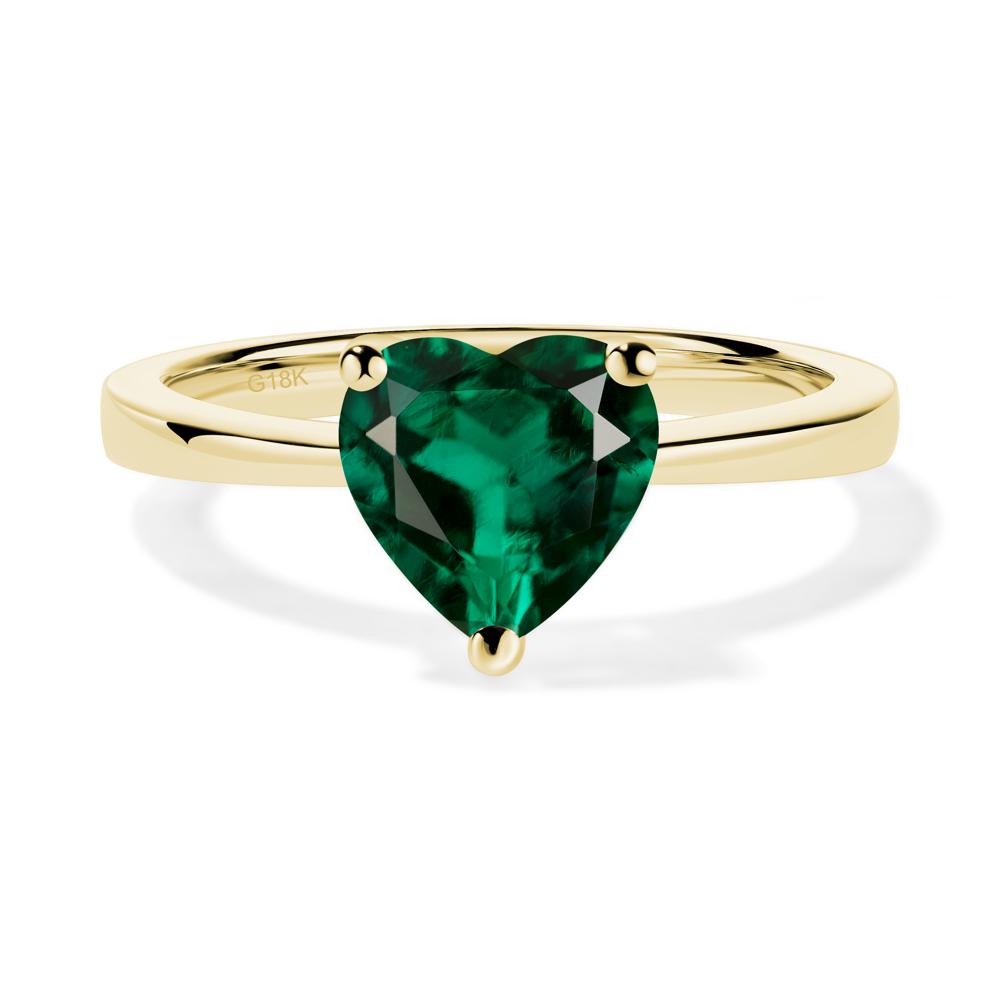 Emerald Heart Shaped Solitaire Ring - LUO Jewelry #metal_18k yellow gold