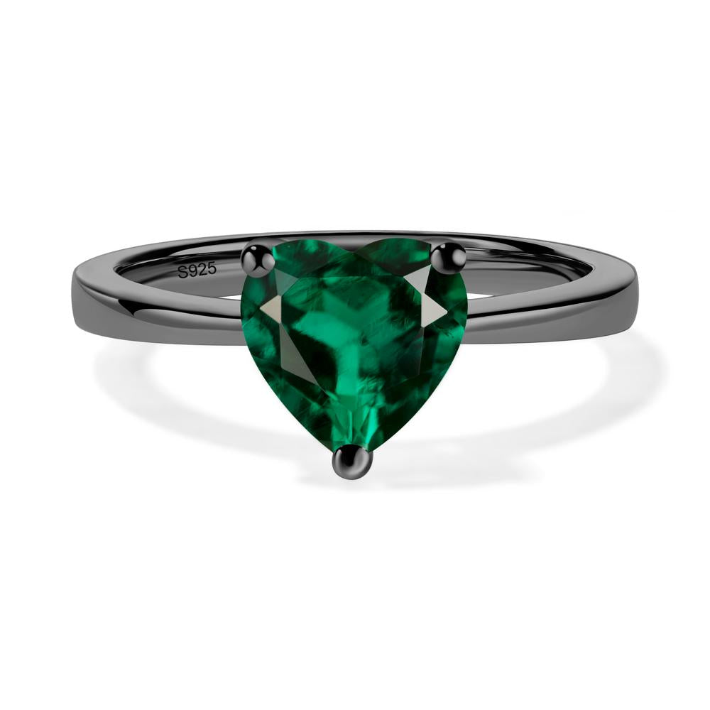 Emerald Heart Shaped Solitaire Ring - LUO Jewelry #metal_black finish sterling silver