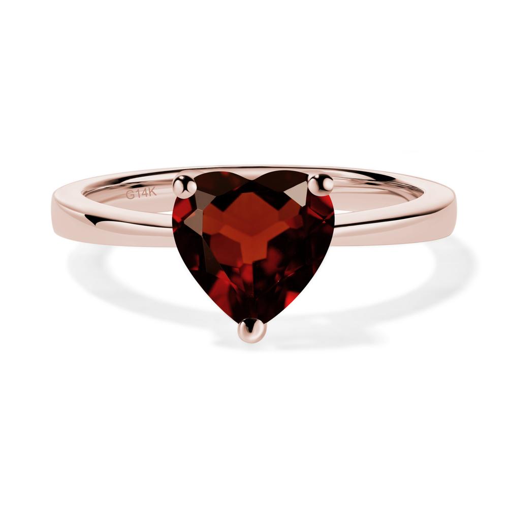 Heart Shaped Garnet Solitaire Ring - LUO Jewelry #metal_14k rose gold