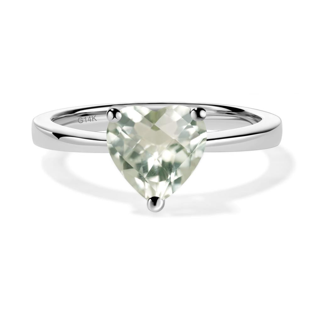 Heart Cut Green Amethyst Ring - LUO Jewelry #metal_14k white gold