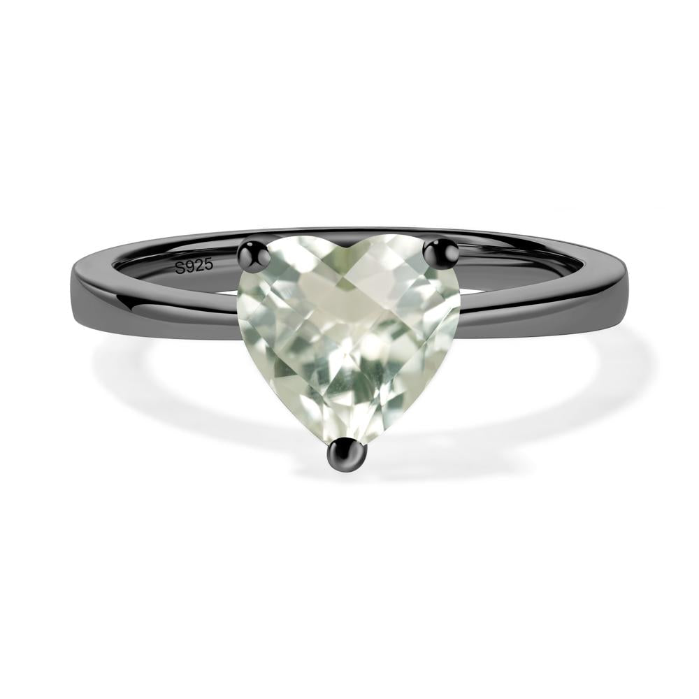 Heart Cut Green Amethyst Ring - LUO Jewelry #metal_black finish sterling silver