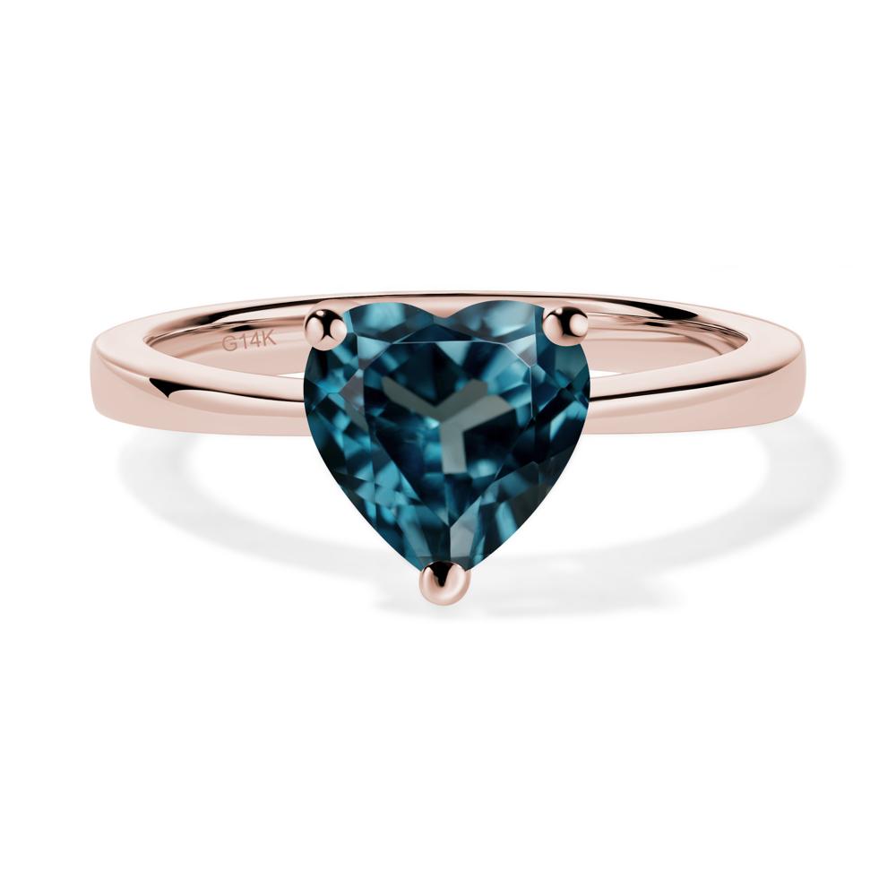 London Blue Topaz Heart Shaped Solitaire Ring - LUO Jewelry #metal_14k rose gold