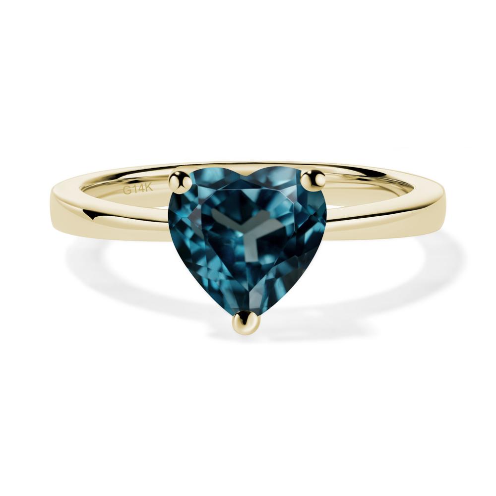 London Blue Topaz Heart Shaped Solitaire Ring - LUO Jewelry #metal_14k yellow gold