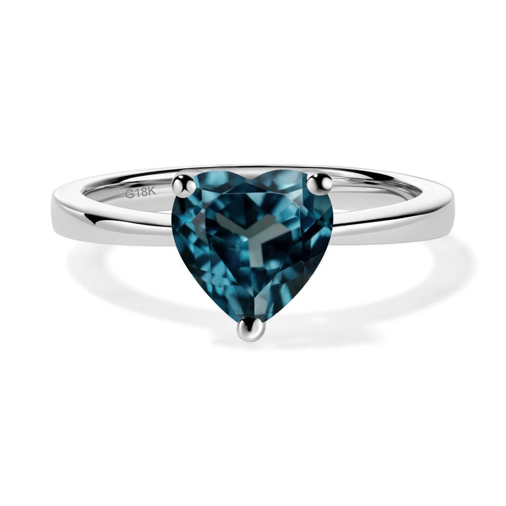 London Blue Topaz Heart Shaped Solitaire Ring - LUO Jewelry #metal_18k white gold