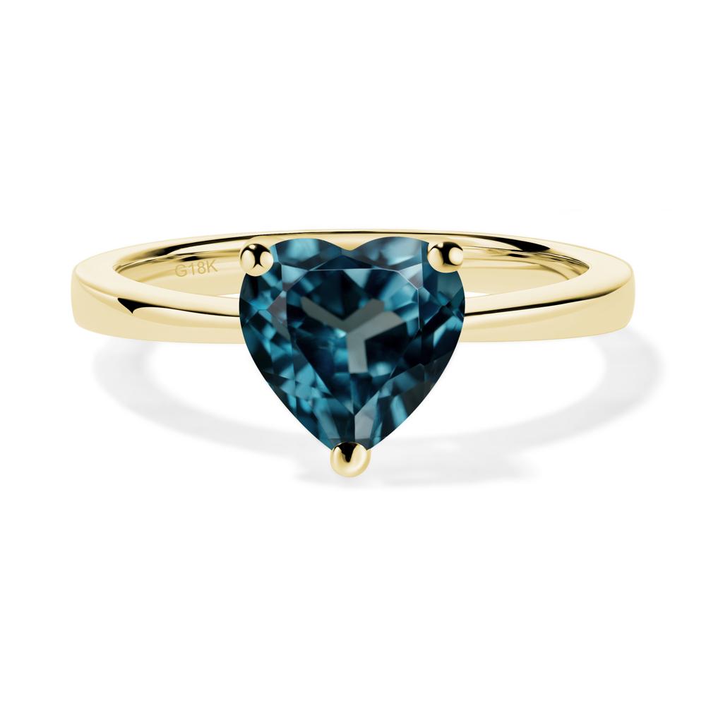 London Blue Topaz Heart Shaped Solitaire Ring - LUO Jewelry #metal_18k yellow gold