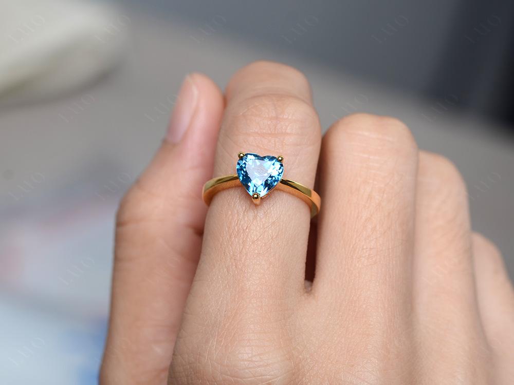 London Blue Topaz Heart Shaped Solitaire Ring - LUO Jewelry 