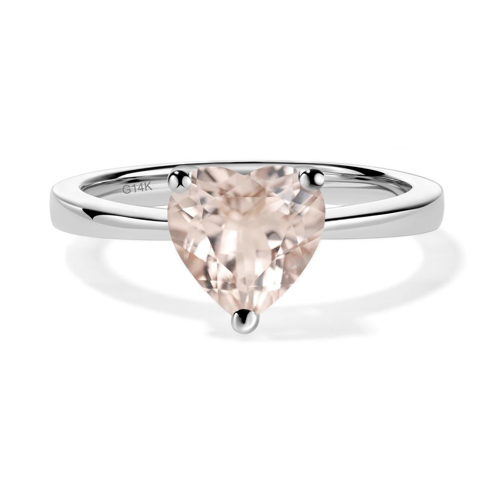 Heart Shaped Morganite Solitaire Ring - LUO Jewelry #metal_14k white gold