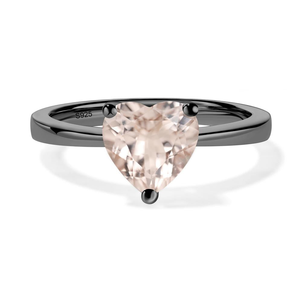 Heart Shaped Morganite Solitaire Ring - LUO Jewelry #metal_black finish sterling silver