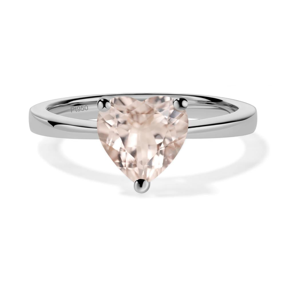 Heart Shaped Morganite Solitaire Ring - LUO Jewelry #metal_platinum