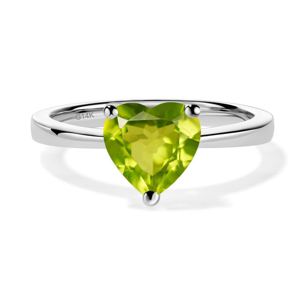 Heart Cut Peridot Ring - LUO Jewelry #metal_14k white gold