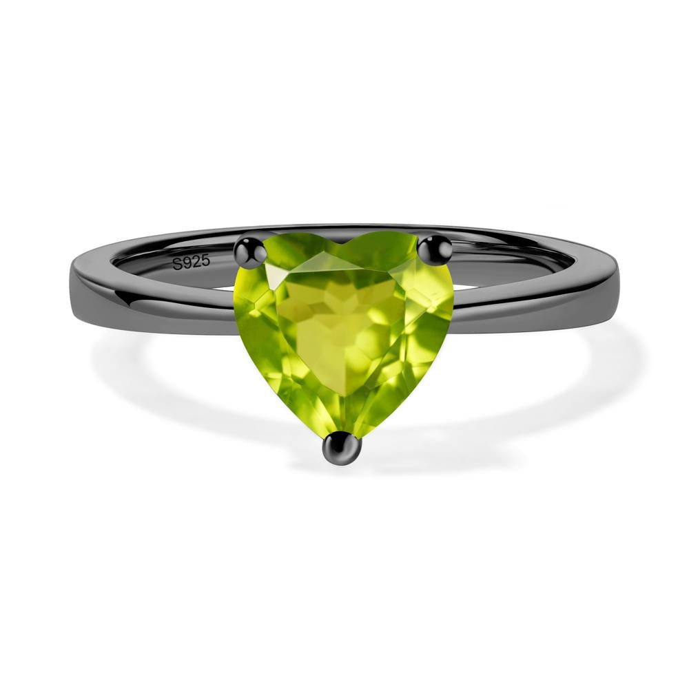 Heart Cut Peridot Ring - LUO Jewelry #metal_black finish sterling silver