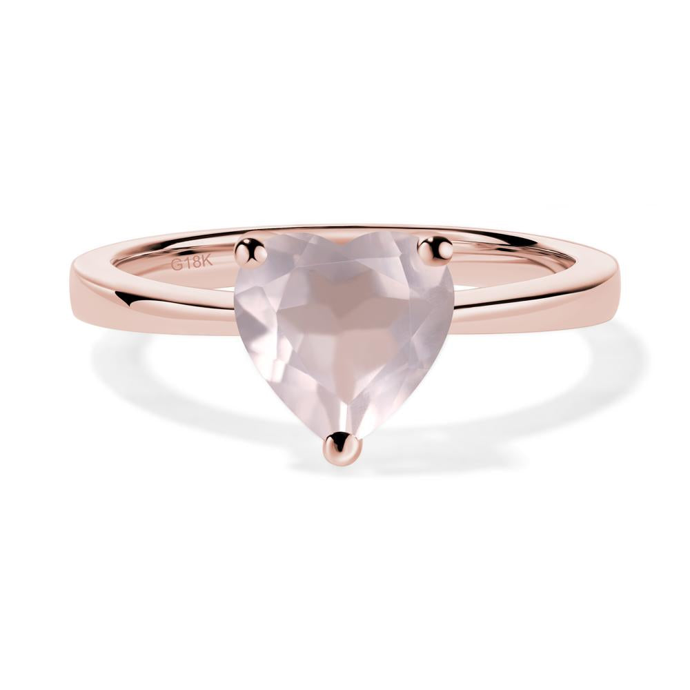 Rose Quartz Heart Shaped Solitaire Ring - LUO Jewelry #metal_18k rose gold