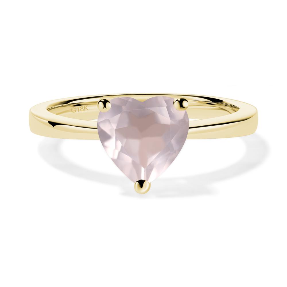 Rose Quartz Heart Shaped Solitaire Ring - LUO Jewelry #metal_18k yellow gold