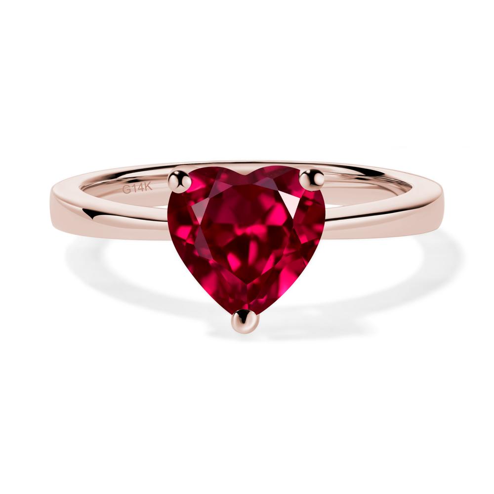 Heart Shaped Ruby Solitaire Ring - LUO Jewelry #metal_14k rose gold