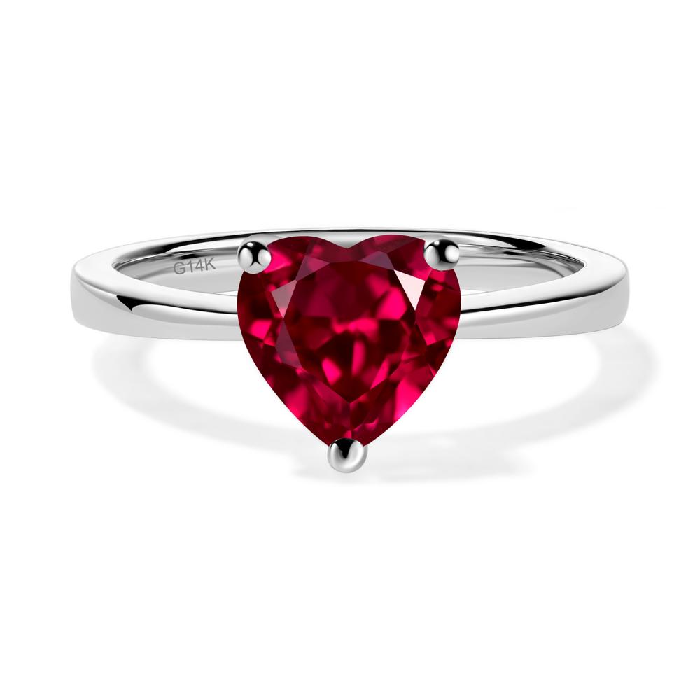 Heart Shaped Ruby Solitaire Ring - LUO Jewelry #metal_14k white gold