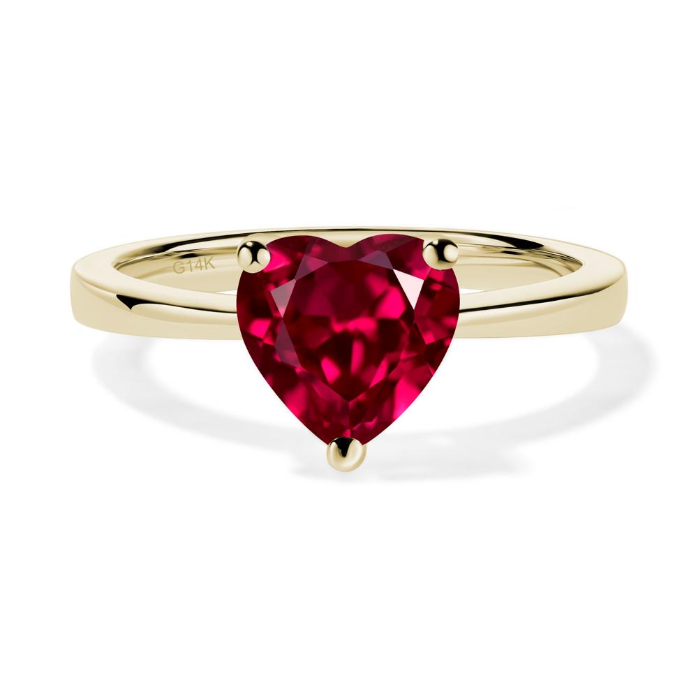 Heart Shaped Ruby Solitaire Ring - LUO Jewelry #metal_14k yellow gold