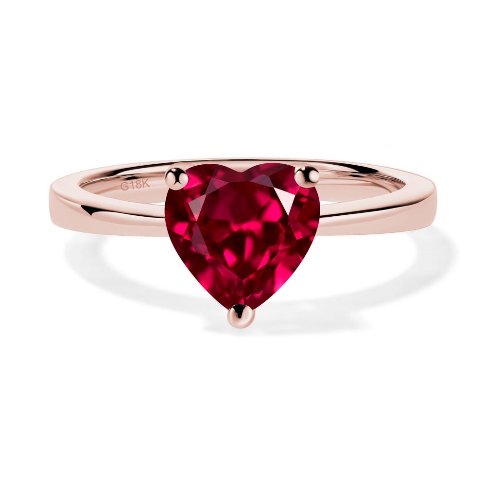 Heart Shaped Ruby Solitaire Ring - LUO Jewelry #metal_18k rose gold