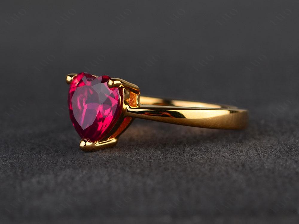 Heart Shaped Ruby Solitaire Ring - LUO Jewelry 