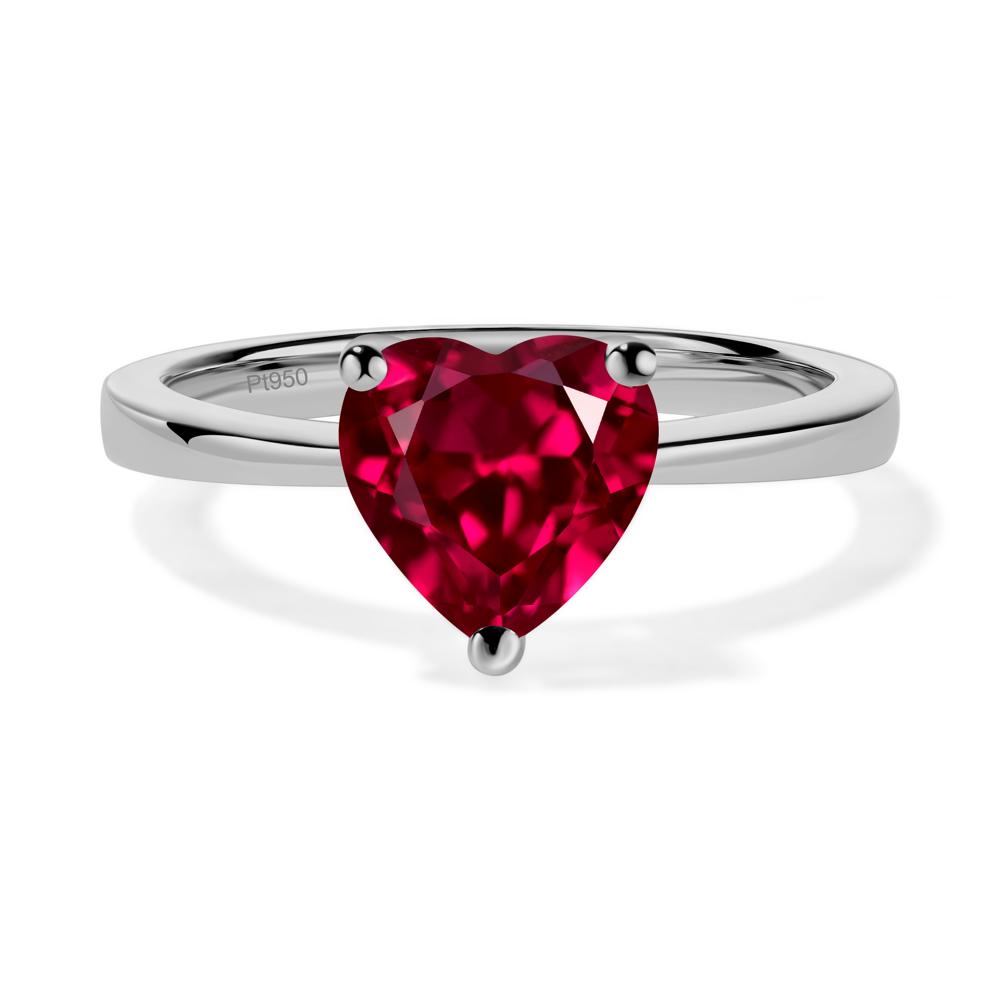 Heart Shaped Ruby Solitaire Ring - LUO Jewelry #metal_platinum