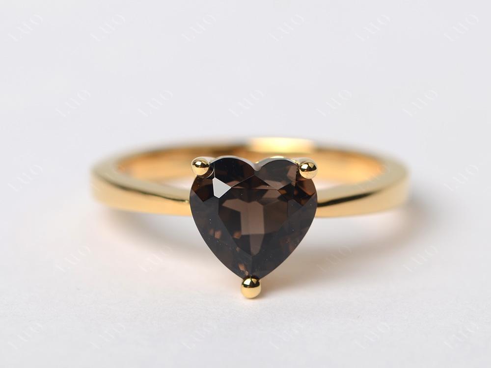 Smoky Quartz Heart Shaped Solitaire Ring - LUO Jewelry 