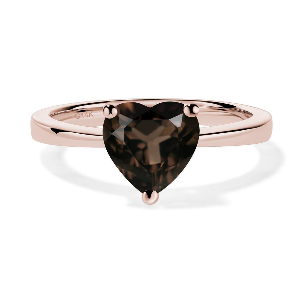 Smoky Quartz Heart Shaped Solitaire Ring - LUO Jewelry #metal_14k rose gold