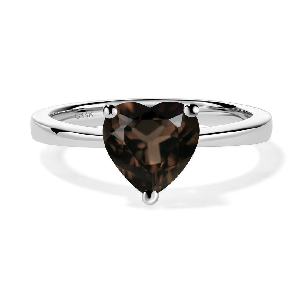 Smoky Quartz Heart Shaped Solitaire Ring - LUO Jewelry #metal_14k white gold