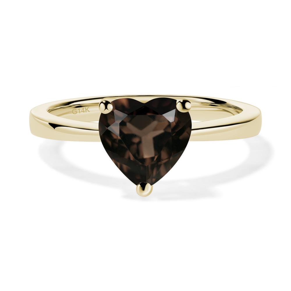 Smoky Quartz Heart Shaped Solitaire Ring - LUO Jewelry #metal_14k yellow gold