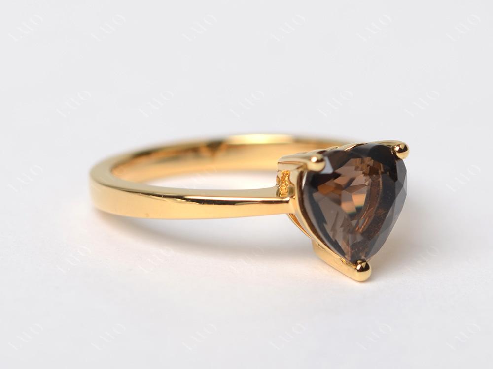 Smoky Quartz Heart Shaped Solitaire Ring - LUO Jewelry 