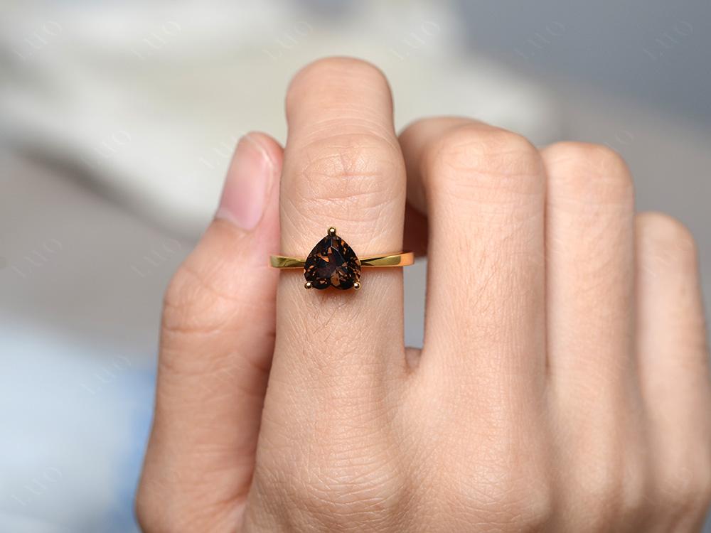 Smoky Quartz Heart Shaped Solitaire Ring - LUO Jewelry 