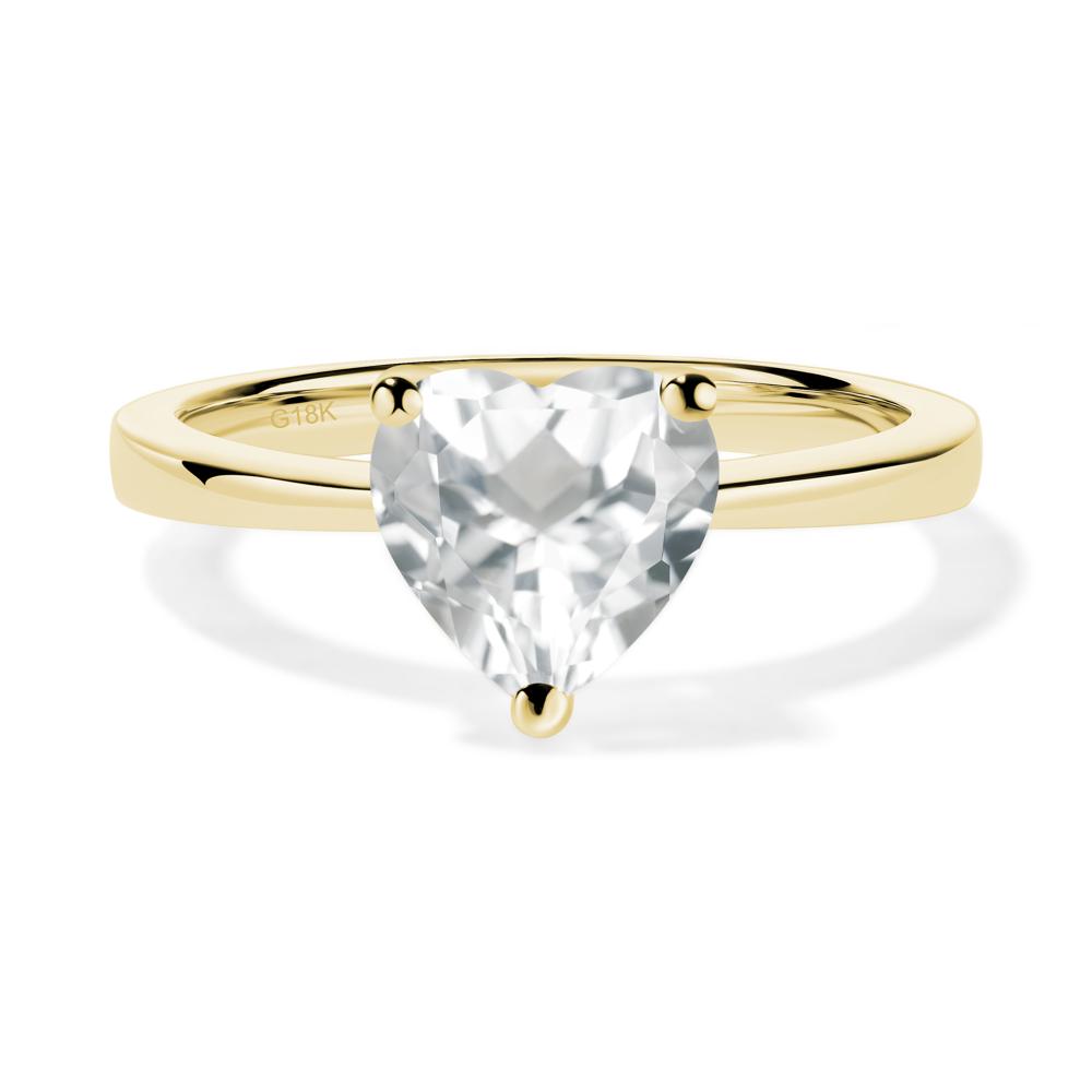 Heart Shaped White Topaz Solitaire Ring - LUO Jewelry #metal_18k yellow gold