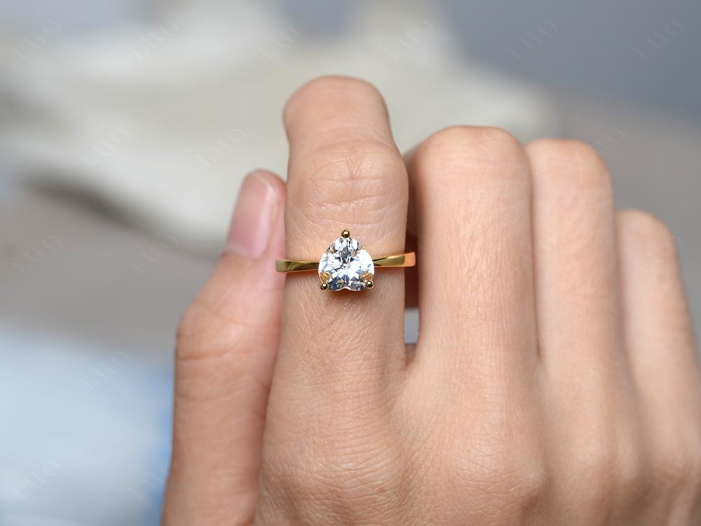 Heart Shaped White Topaz Solitaire Ring - LUO Jewelry 