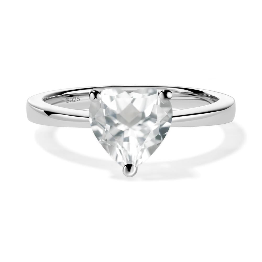 Heart Shaped White Topaz Solitaire Ring - LUO Jewelry #metal_sterling silver