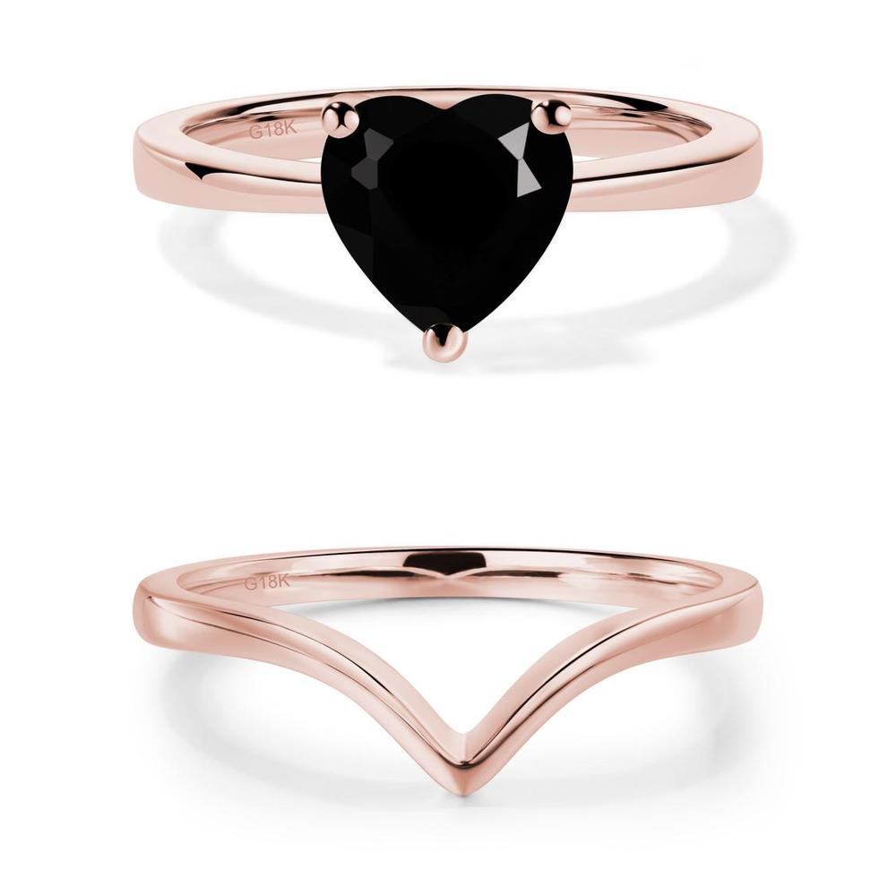 Heart Shaped Black Spinel Solitaire Ring - LUO Jewelry #metal_xxxxx