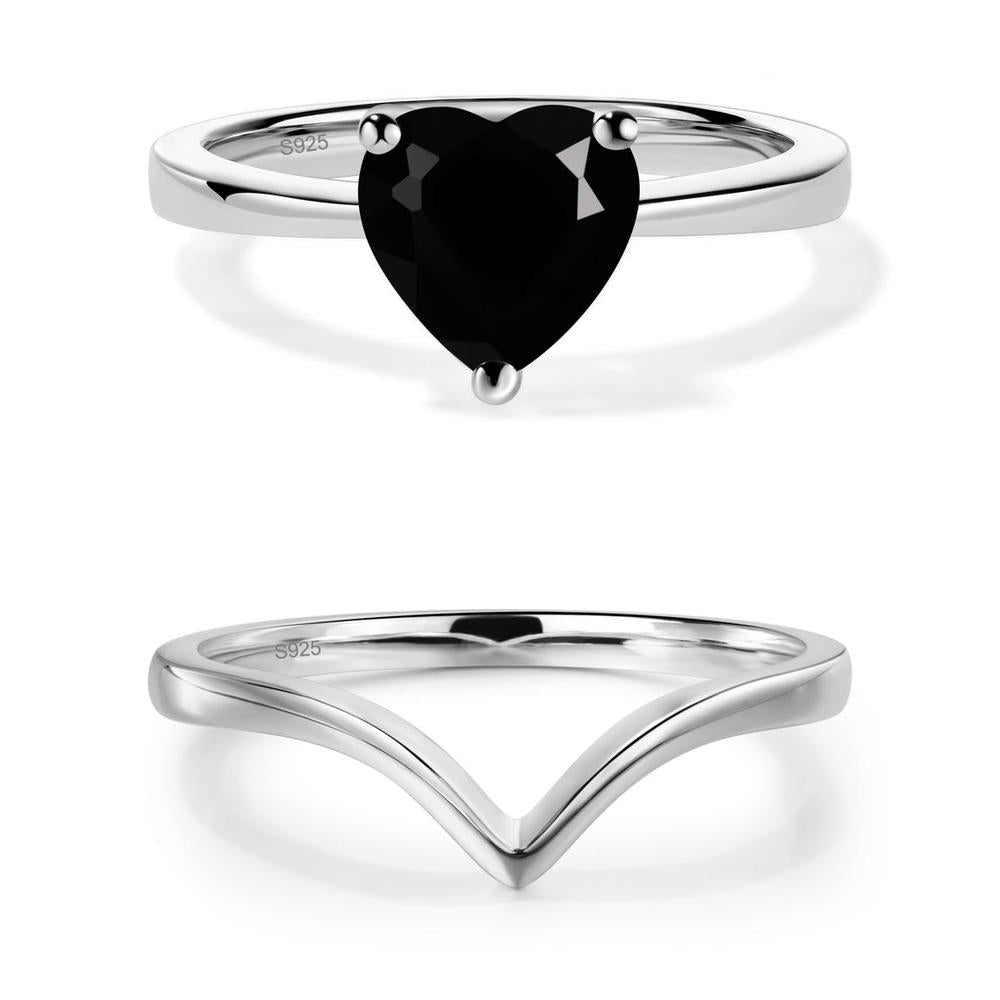 Heart Shaped Black Spinel Solitaire Ring - LUO Jewelry #metal_xxxxx