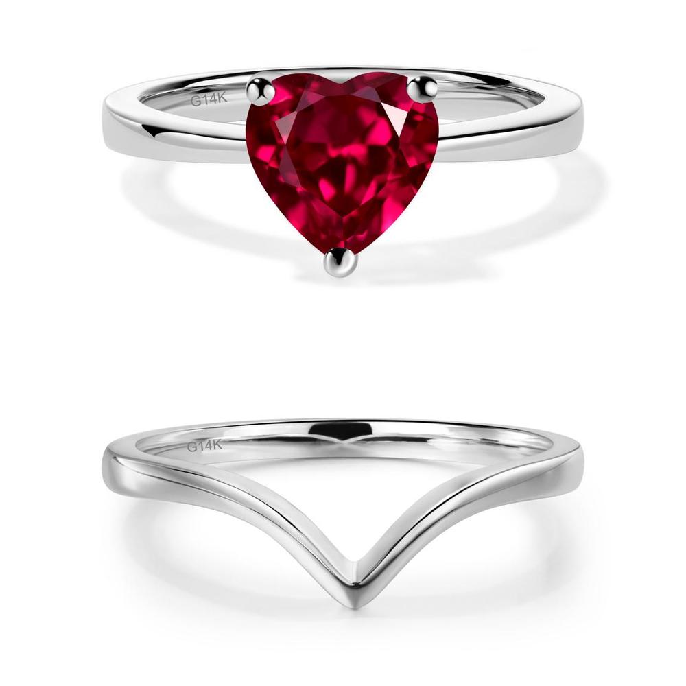 Heart Shaped Ruby Solitaire Ring - LUO Jewelry #metal_xxxxx