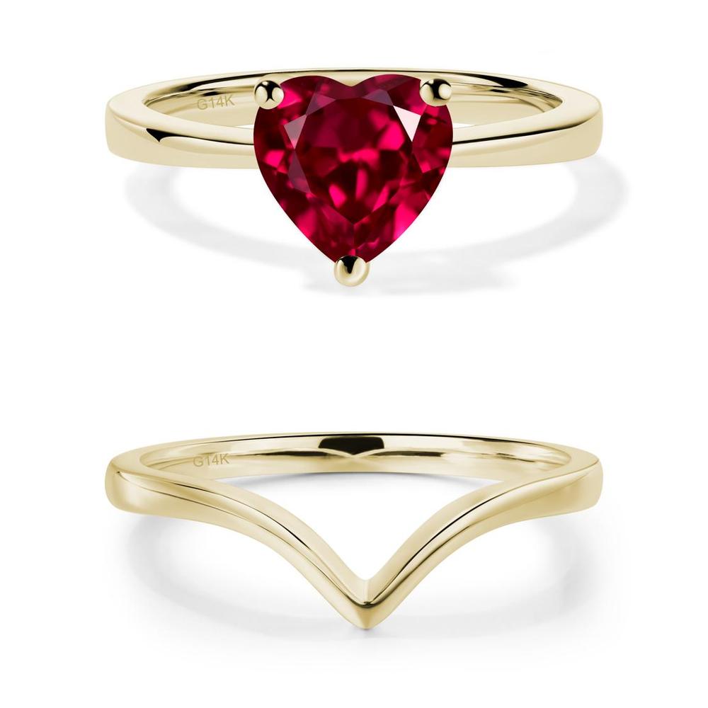 Heart Shaped Ruby Solitaire Ring - LUO Jewelry #metal_xxxxx