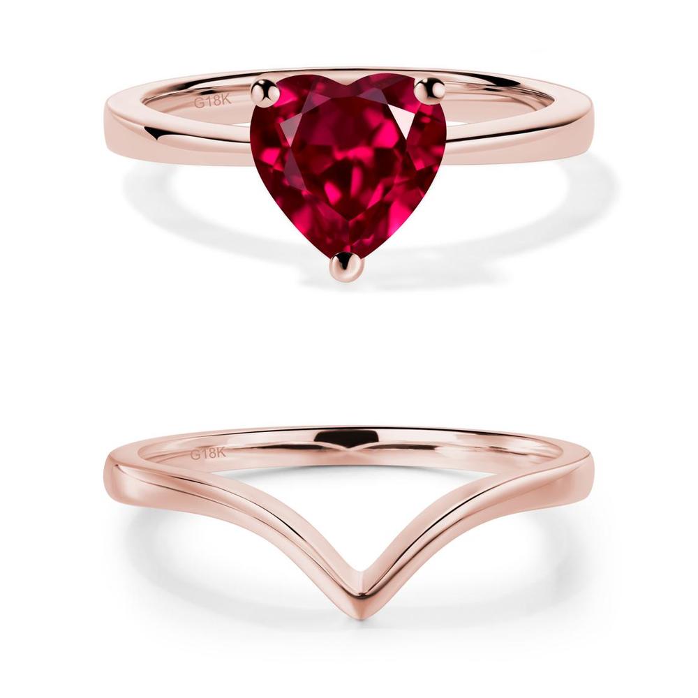 Heart Shaped Ruby Solitaire Ring - LUO Jewelry #metal_xxxxx