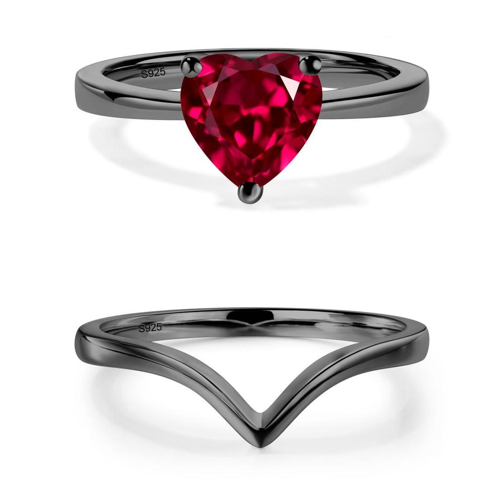 Heart Shaped Ruby Solitaire Ring - LUO Jewelry #metal_xxxxx