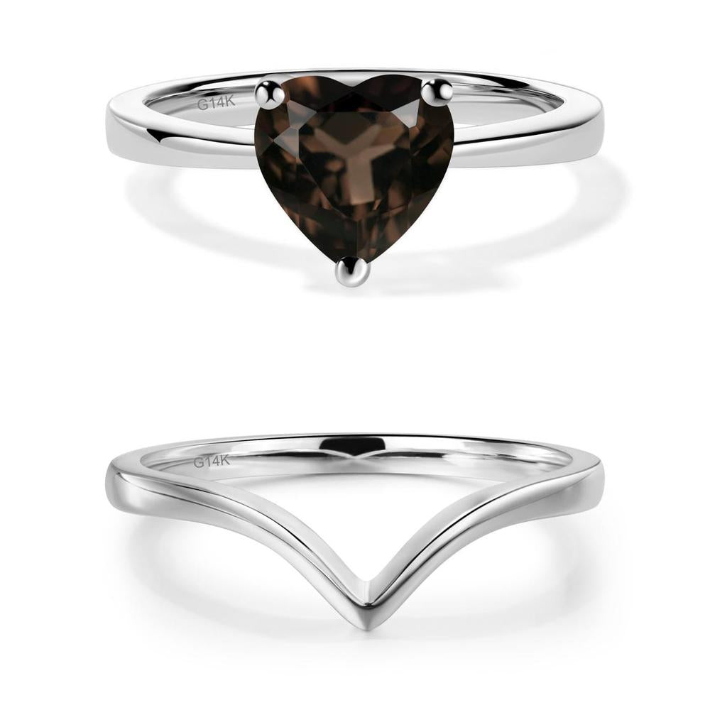 Smoky Quartz Heart Shaped Solitaire Ring - LUO Jewelry #metal_xxxxx