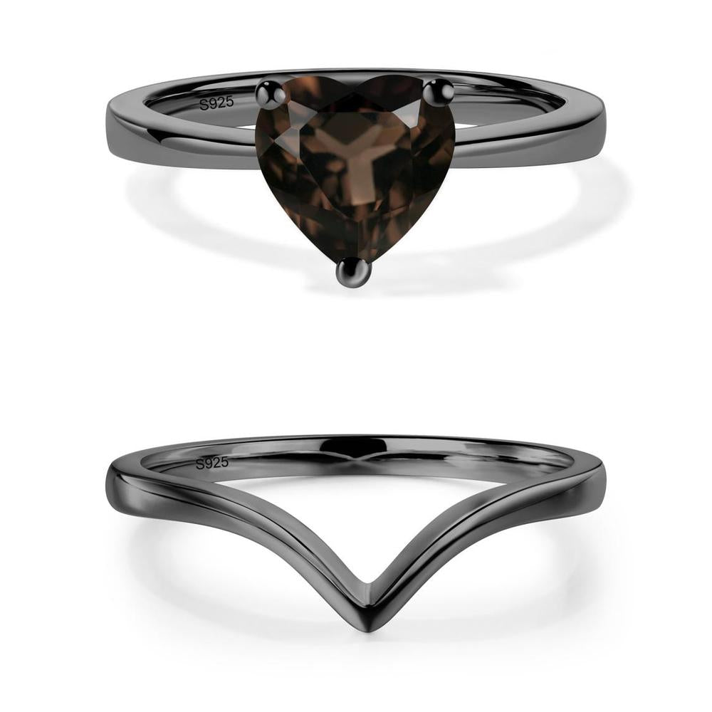 Smoky Quartz Heart Shaped Solitaire Ring - LUO Jewelry #metal_xxxxx