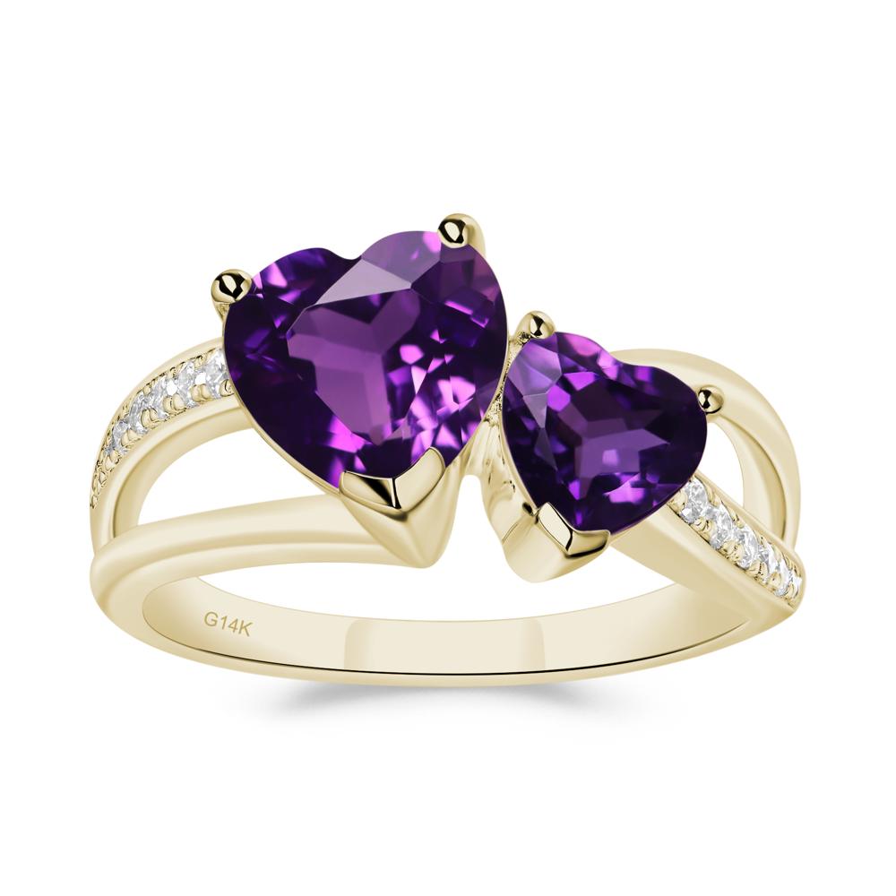 Amethyst Two Heart Ring - LUO Jewelry #metal_14k yellow gold