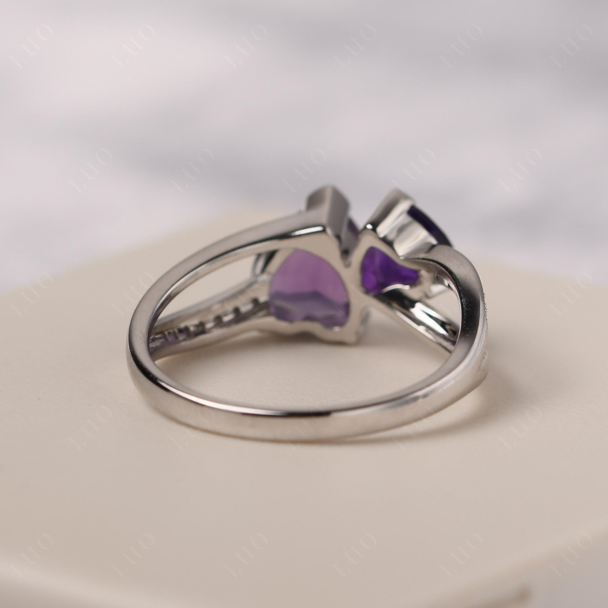 Amethyst Two Heart Ring - LUO Jewelry 