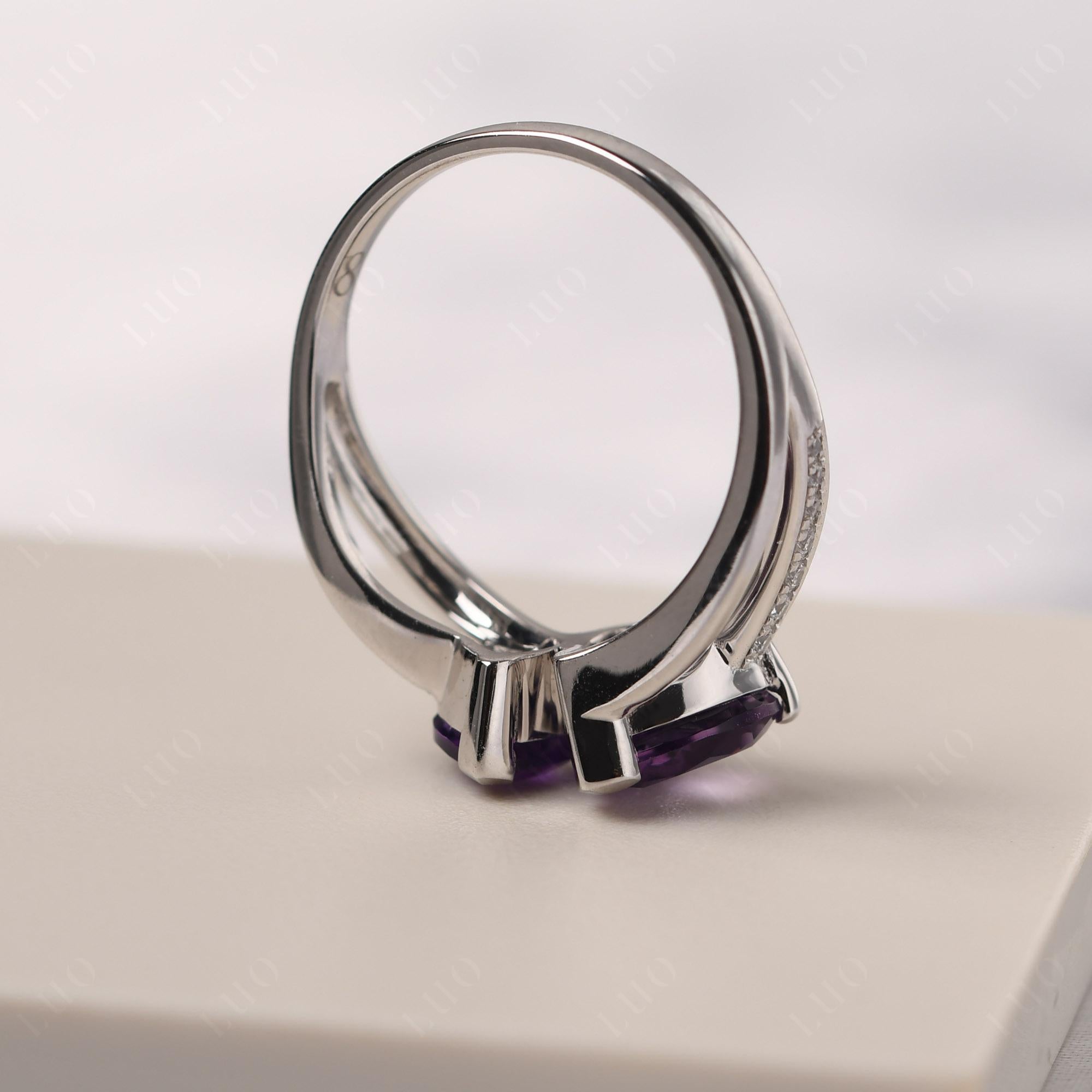 Amethyst Two Heart Ring - LUO Jewelry 