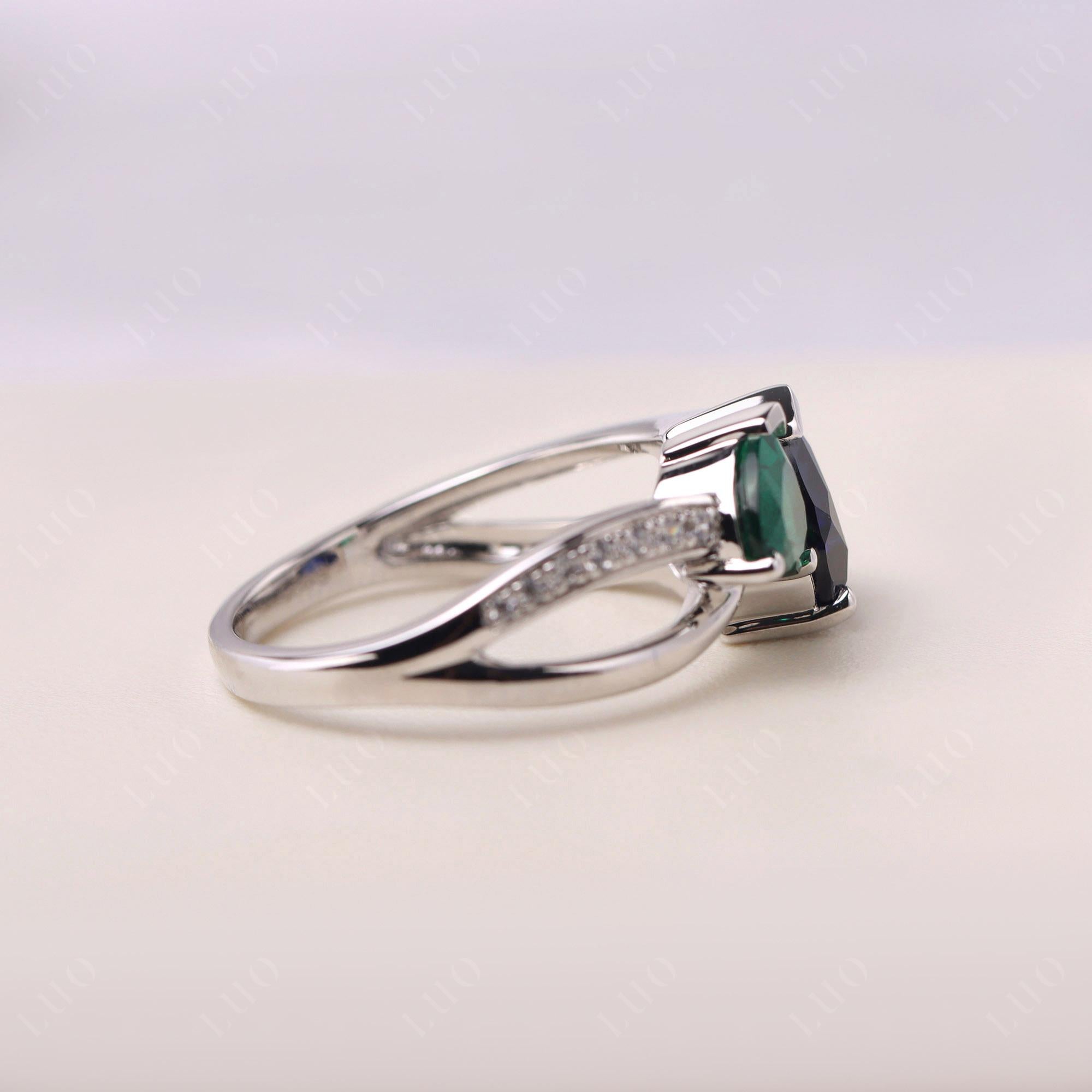 Emerald and Sapphire Heart Toi Et Moi Ring - LUO Jewelry 